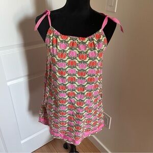 Hanna Andersson Girl’s Tulip Tie Top Multicolored Floral Dress EUC Size 6-7/130
